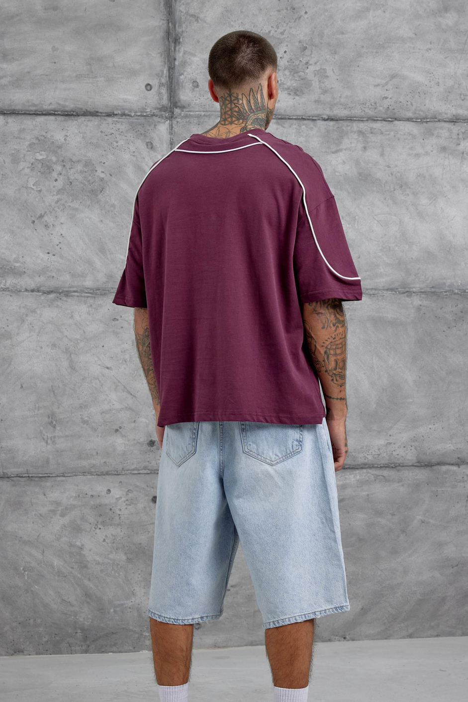 Burgendy "Piping" Oversize T-shirt