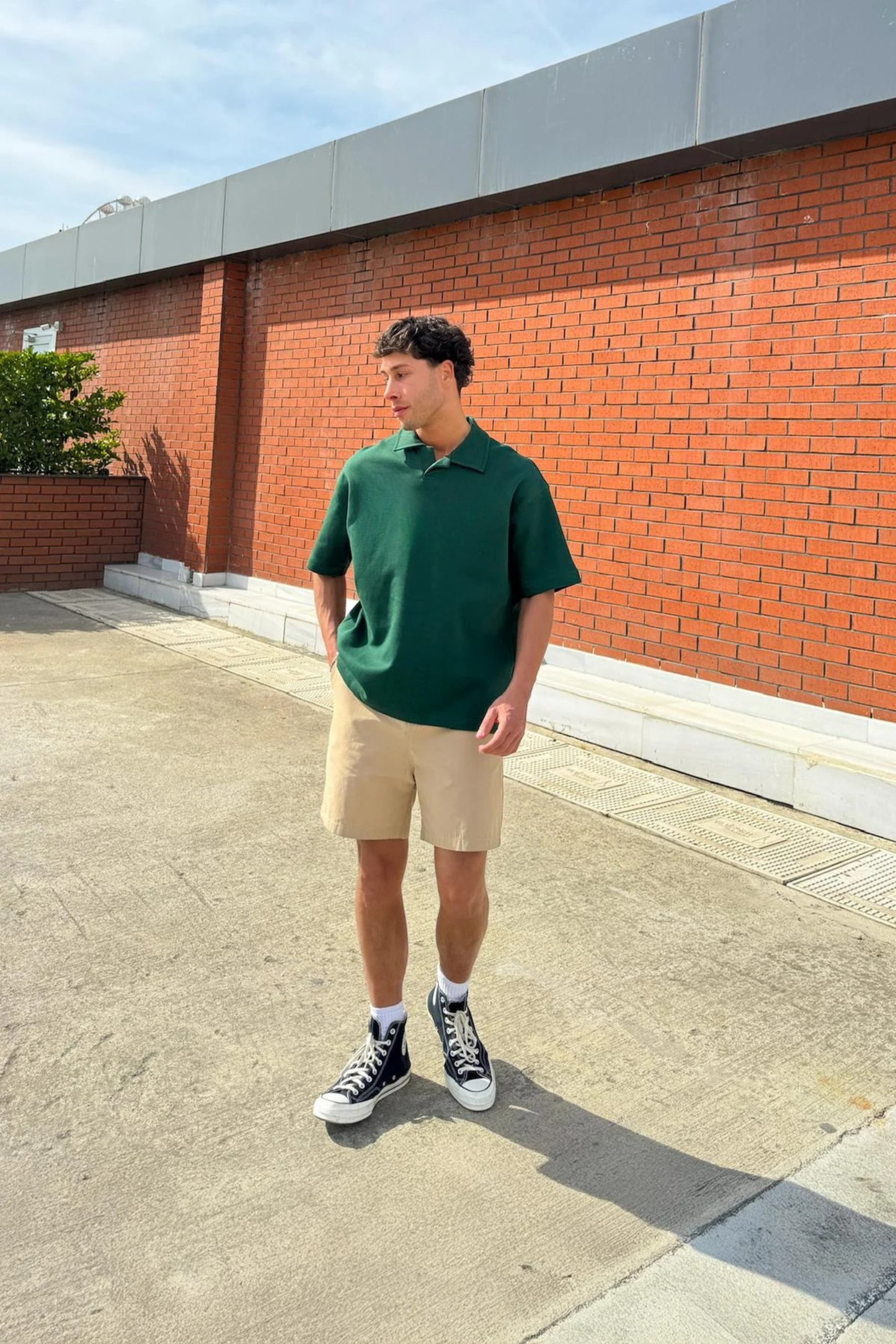 Dark Green Boxy Polo Tee