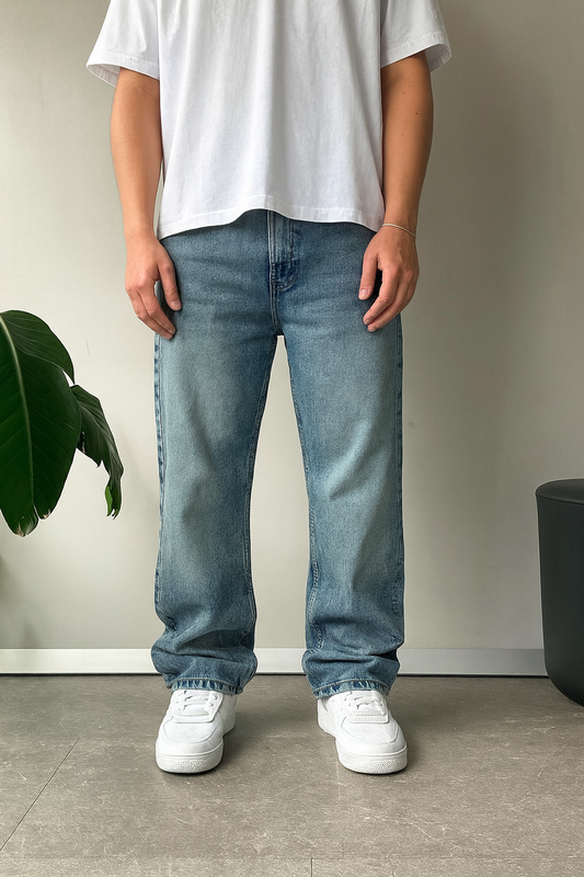 Mid Blue Washed Baggy Fit Denim 05