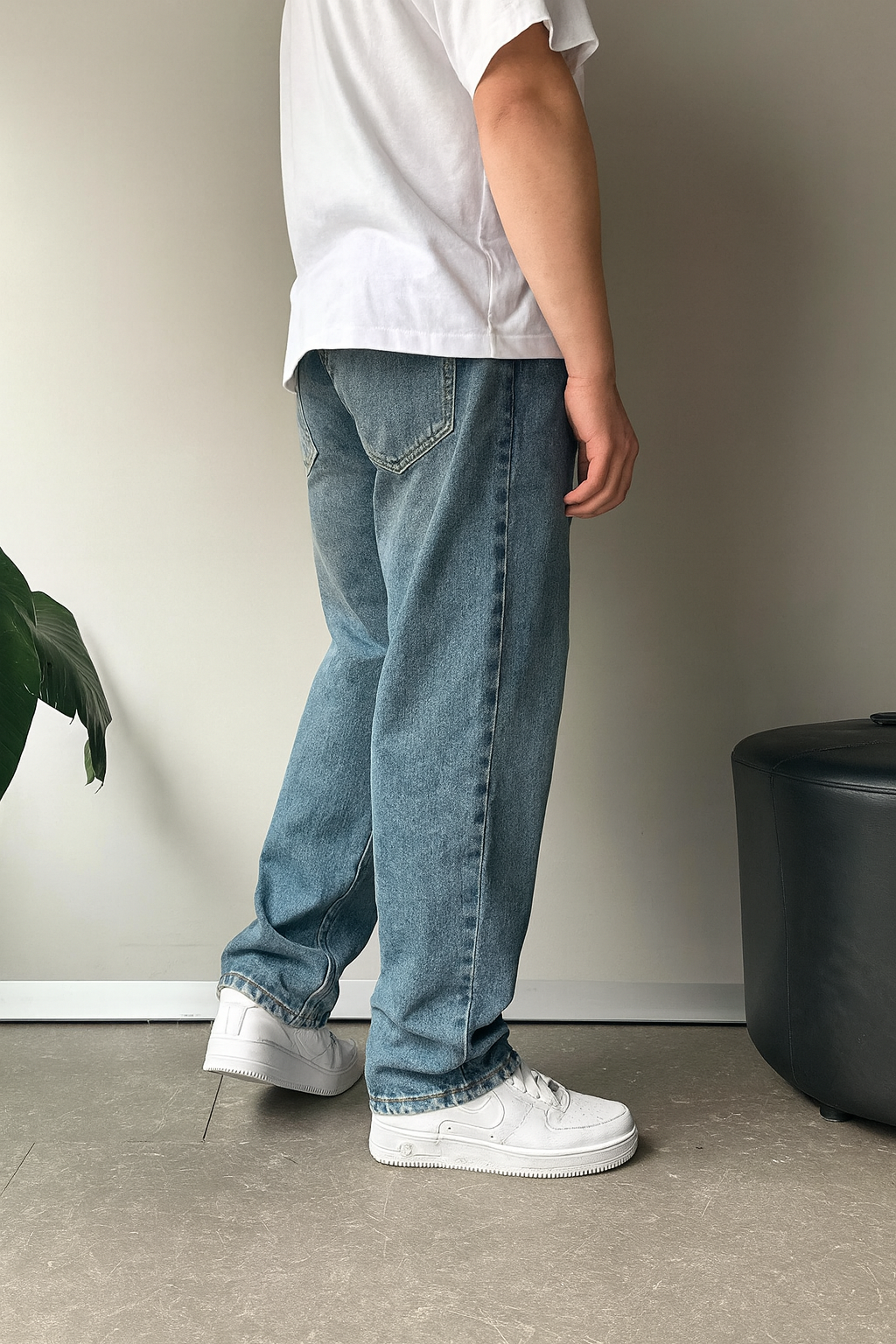Mid Blue Washed Baggy Fit Denim 05