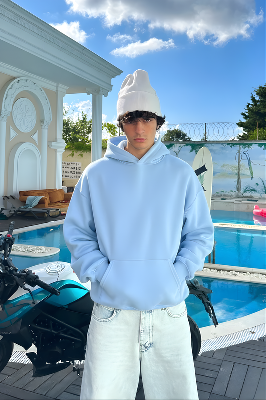 baby blue Basic Oversized Hoodie