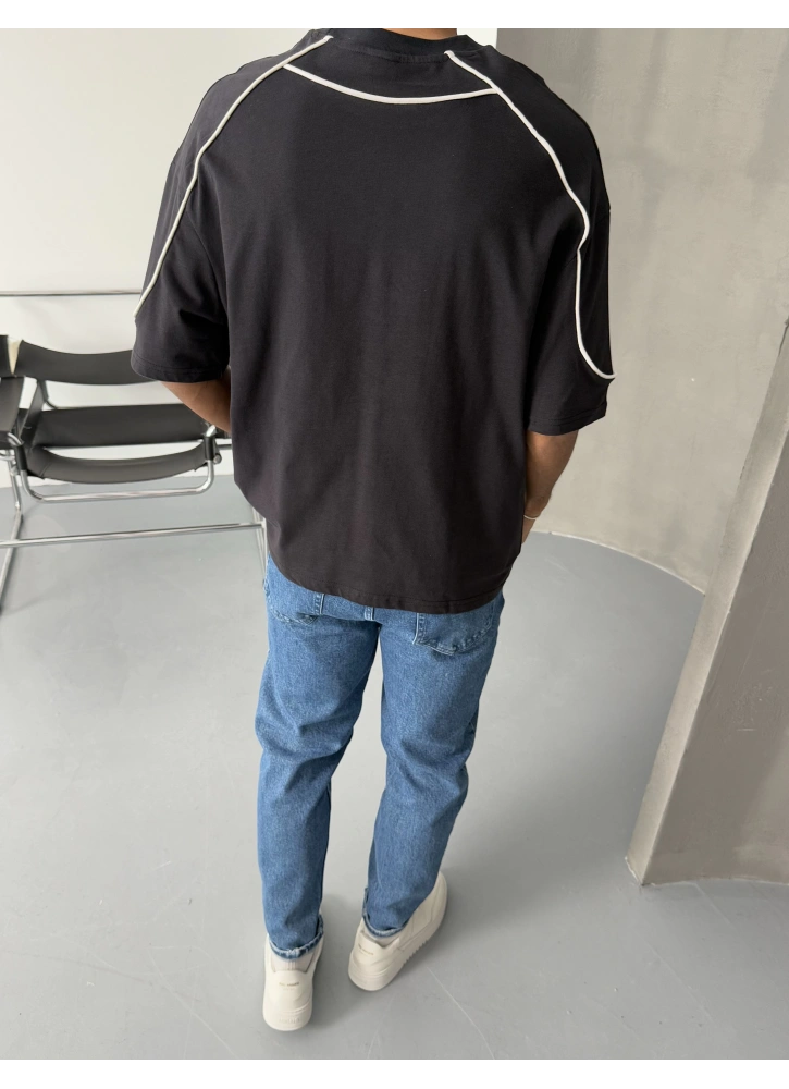 Black '' Piping '' Oversize T-shirt