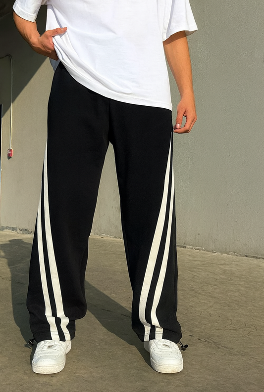 Black Striped Track Pants