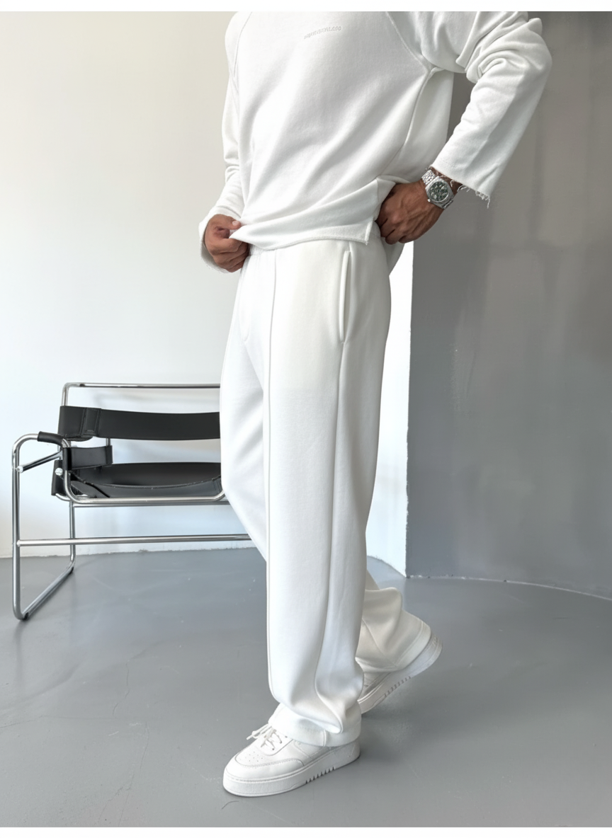 White Lined Winter Sweatpant
