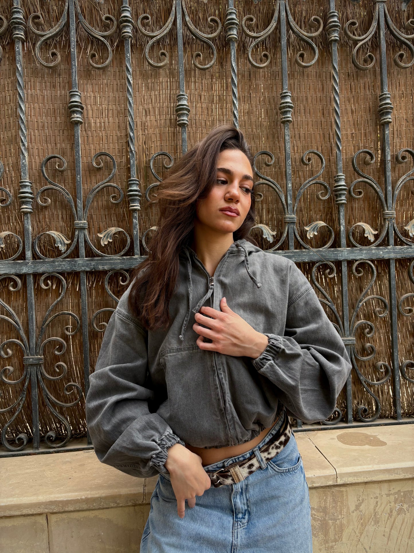 Premiuem Gray Washed Denim Jacket