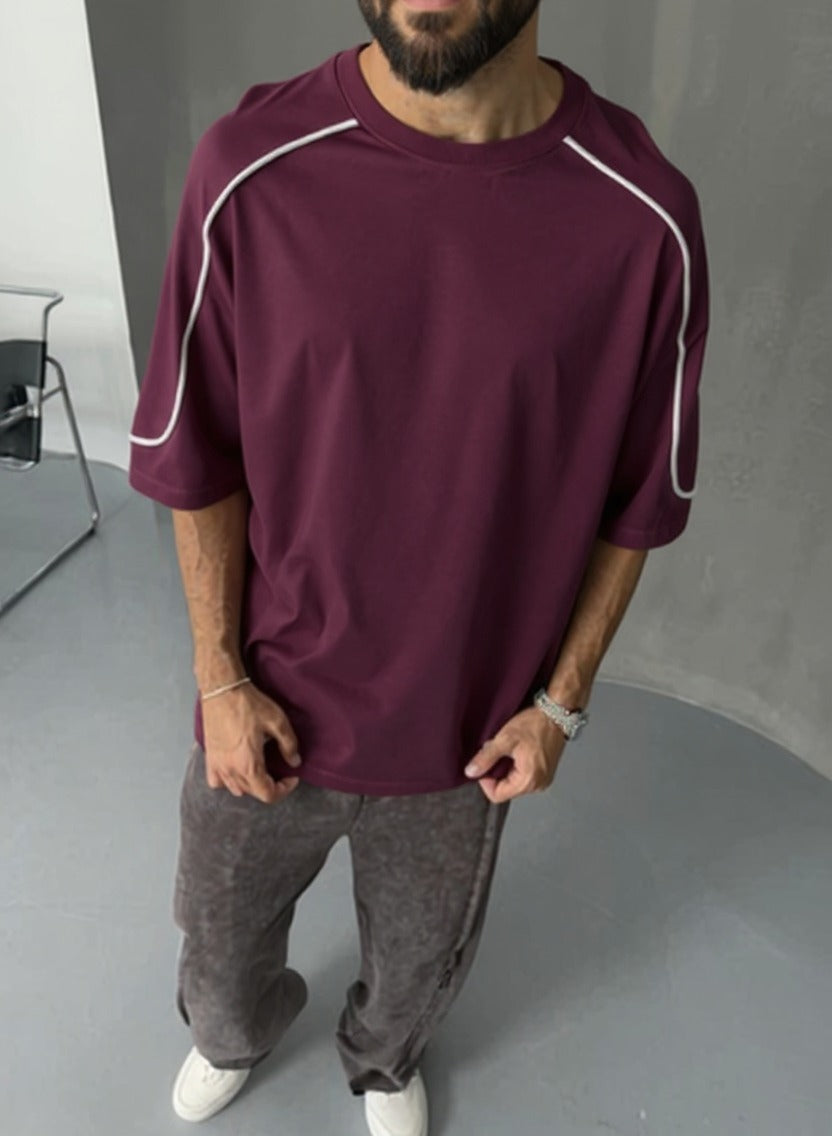 Burgendy "Piping" Oversize T-shirt