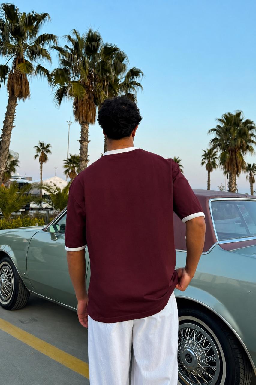 Premium Burgundy Ringer Tee