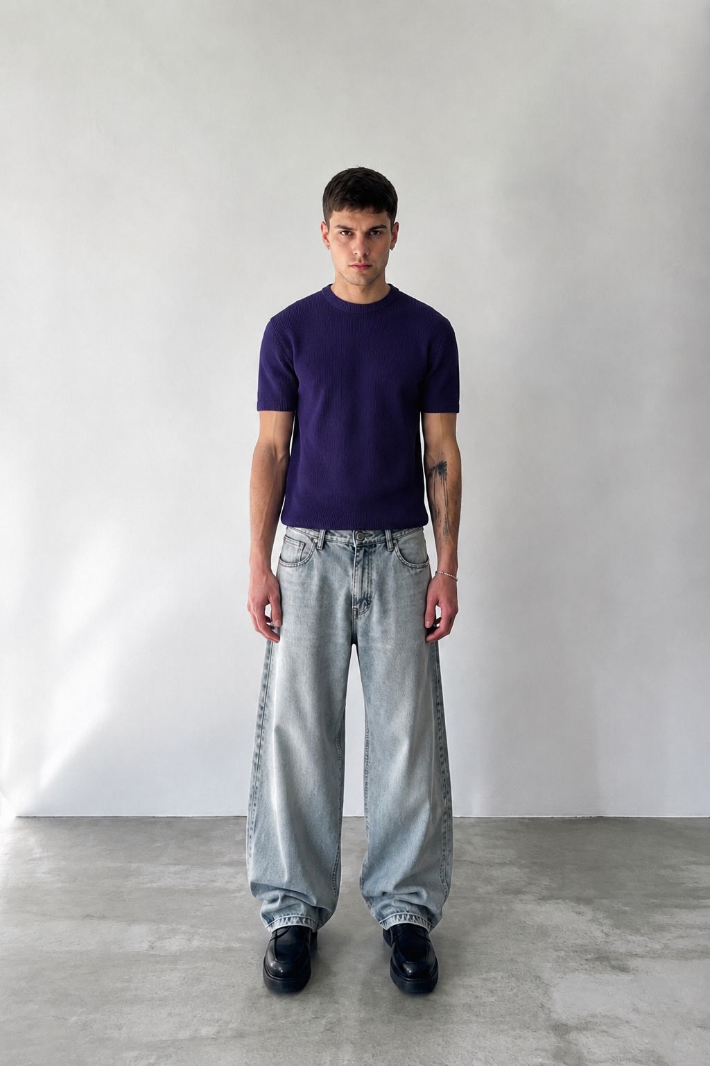 Indigo Premium Ribbed Knit Tee