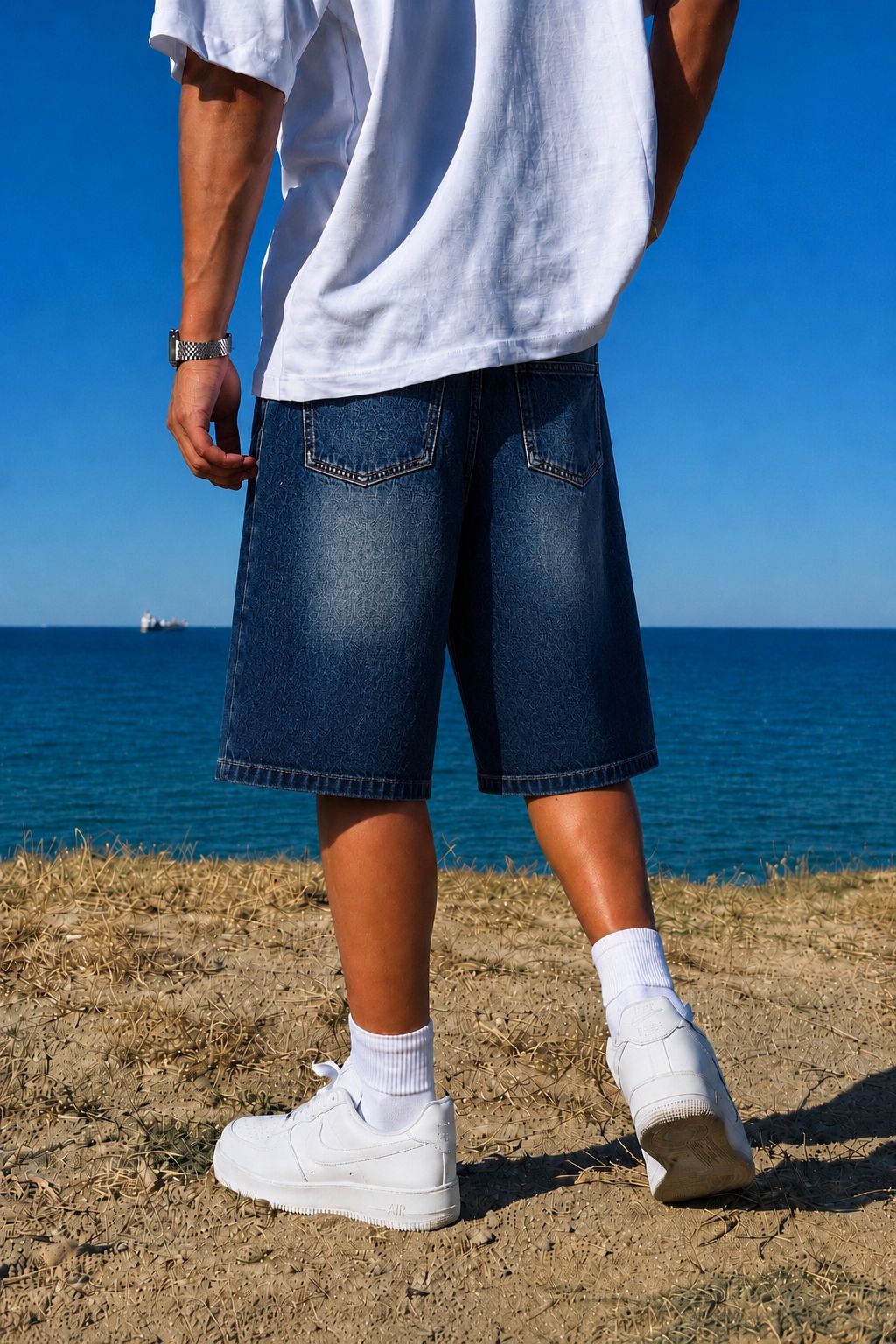 Vintage Blue Washed Baggy Denim Short