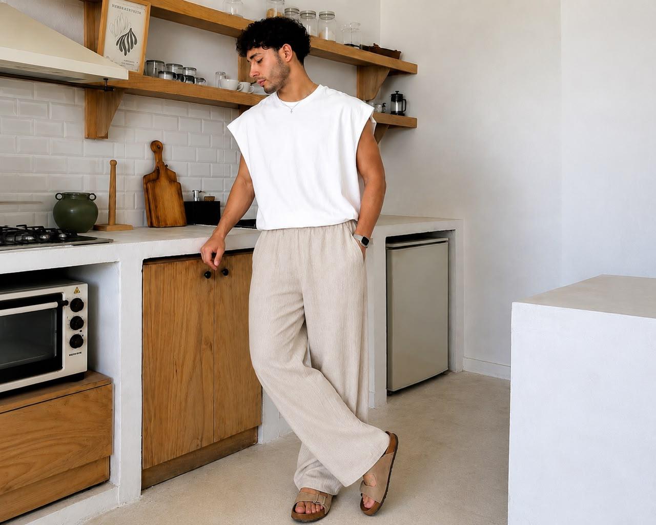 Beige Premium Crinkle Pant