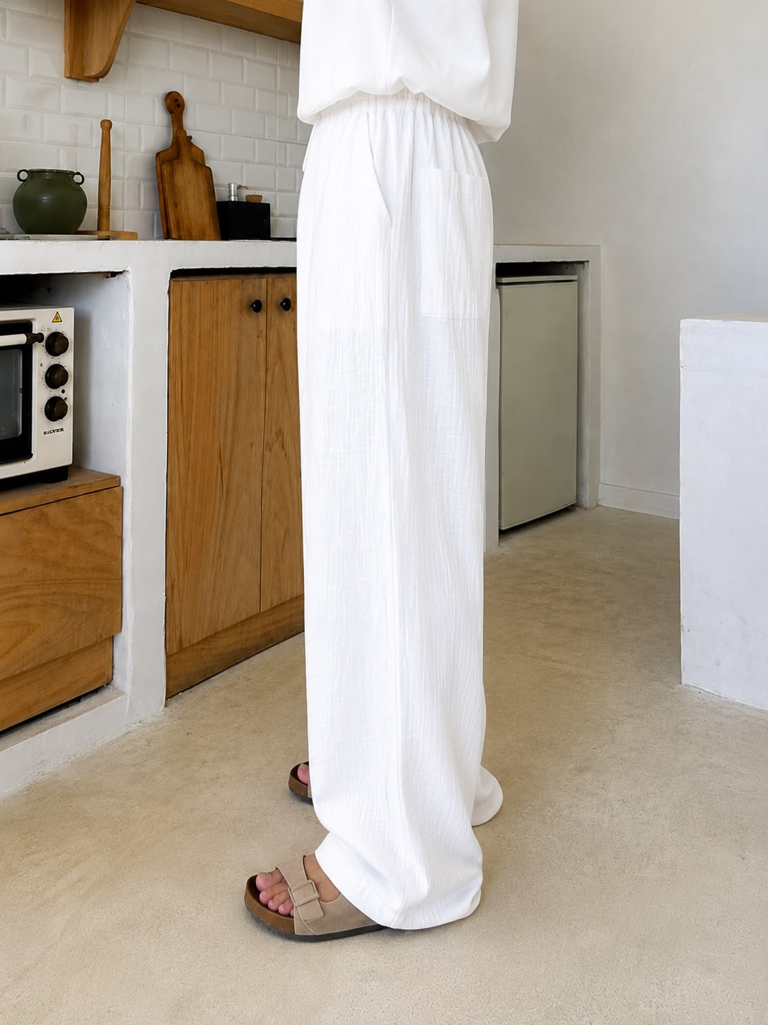 White Premium Crinkle Pant