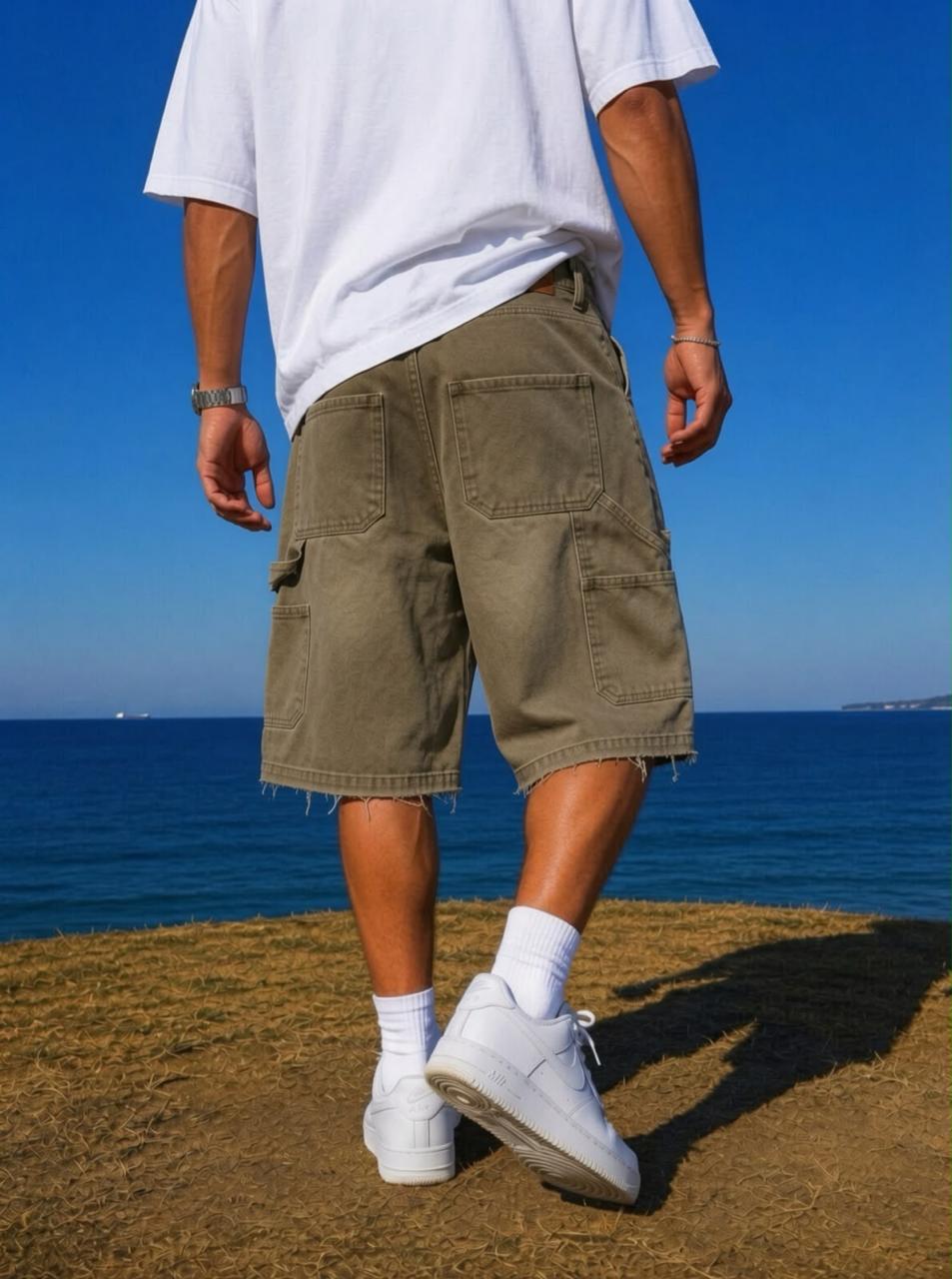 Brown Wash carpenter denim short