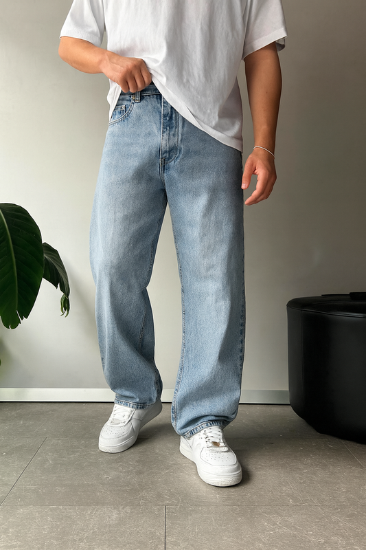 Light Blue Washed Baggy Fit Denim 10