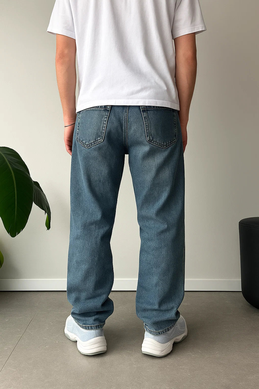 Dark Blue Washed Baggy Fit Denim 06