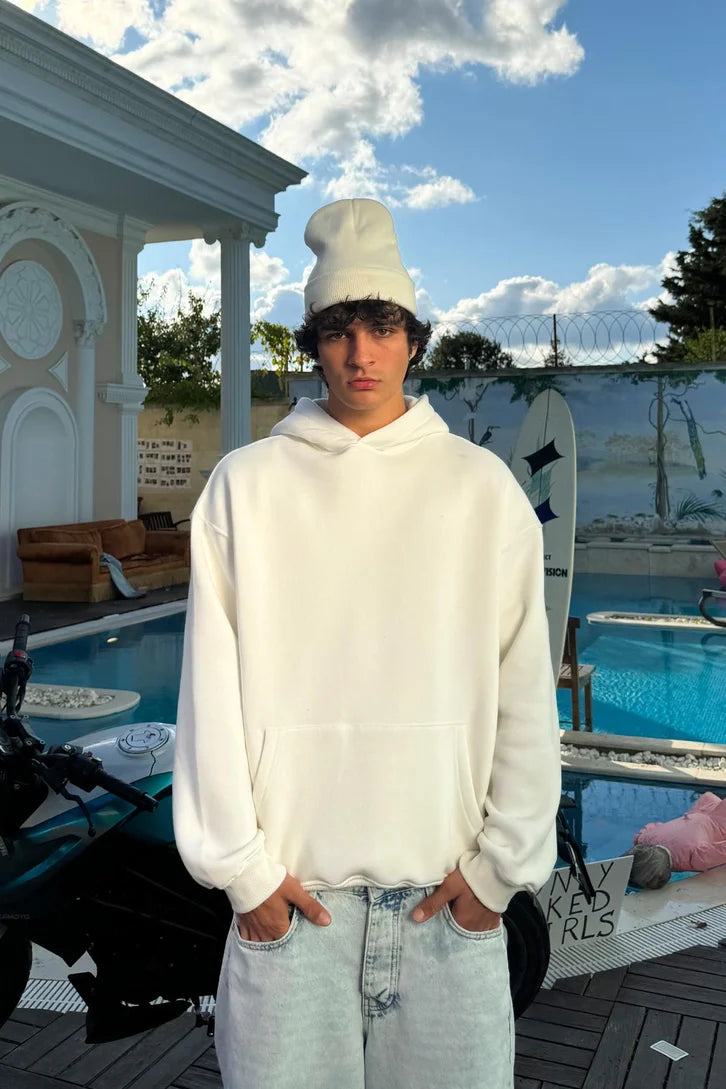 White Basic Oversized Hoodie