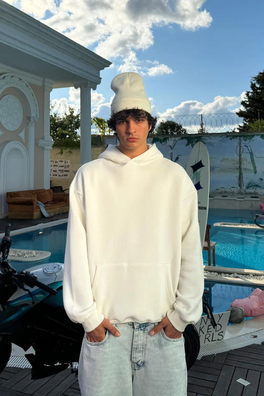 White Basic Oversized Hoodie