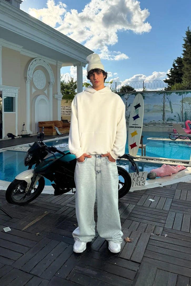 White Basic Oversized Hoodie
