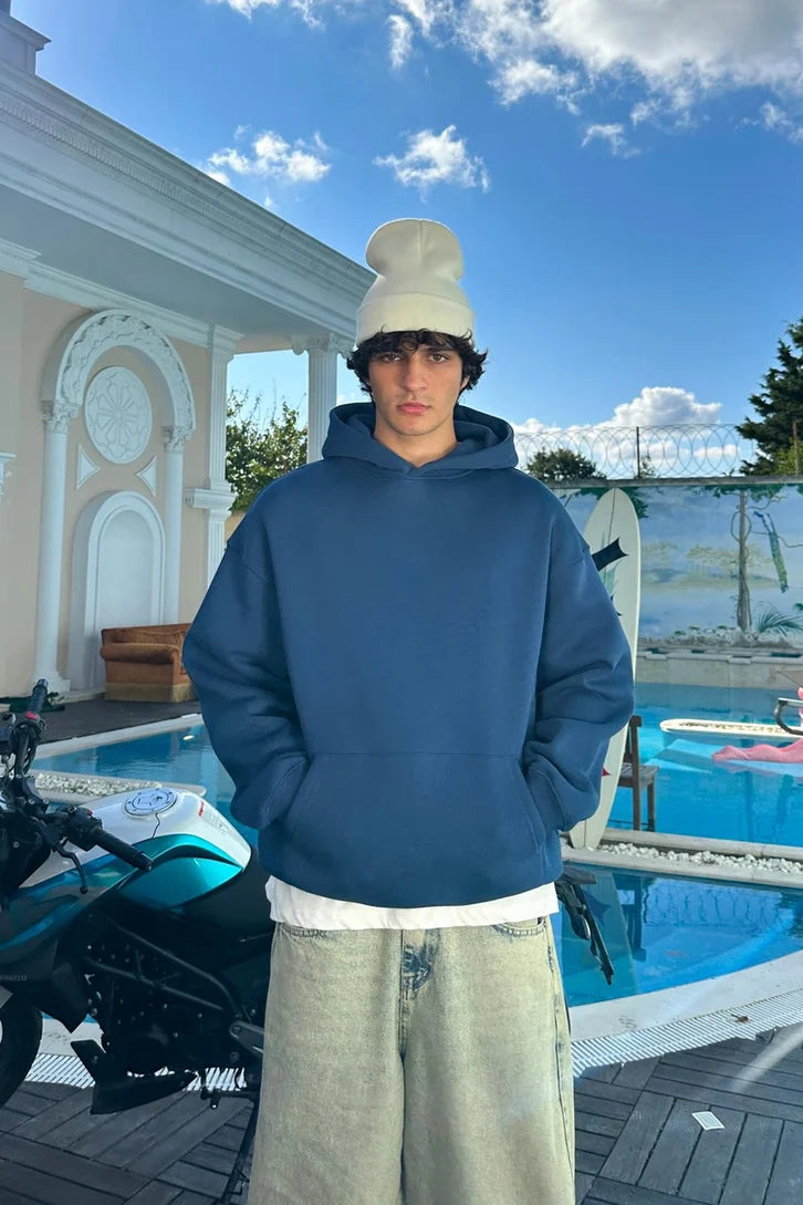 Indigo Basic Oversized Hoodie