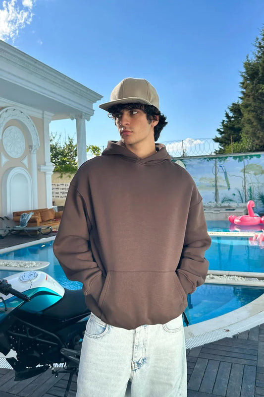 Dark Brown Basic Oversized Hoodie