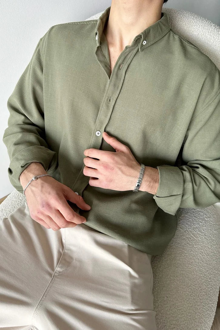 Army Green Linen Shirt