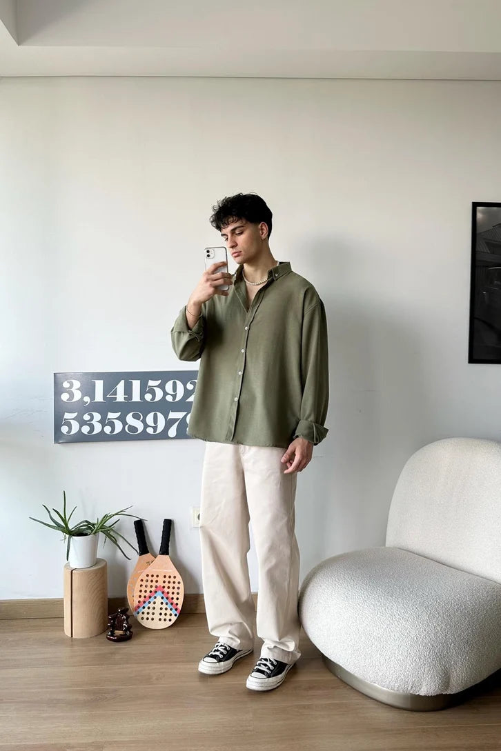 Army Green Linen Shirt