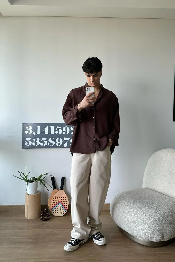 Dark Brown Linen Shirt