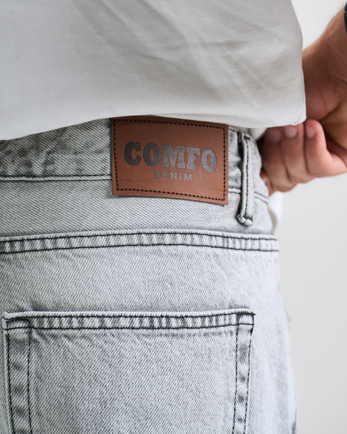 Light Grey Washed Baggy Fit Denim 03