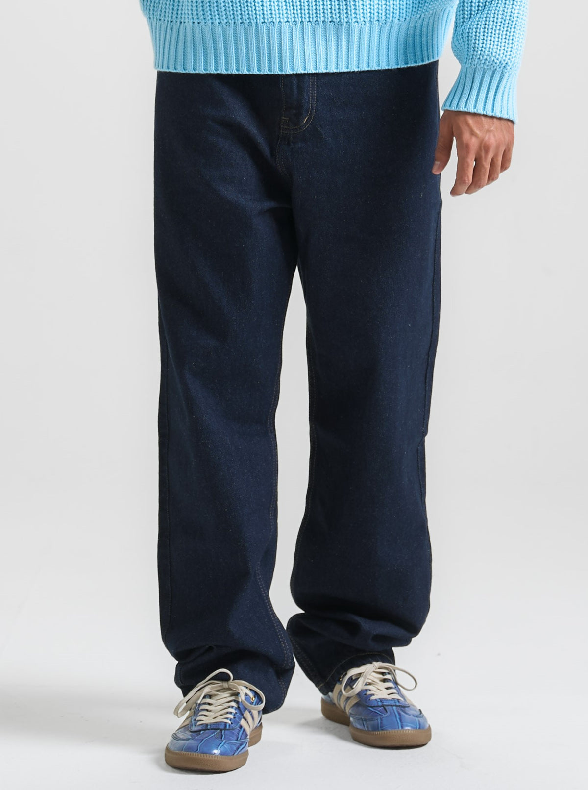 Navy Blue Washed Baggy Fit Denim 08