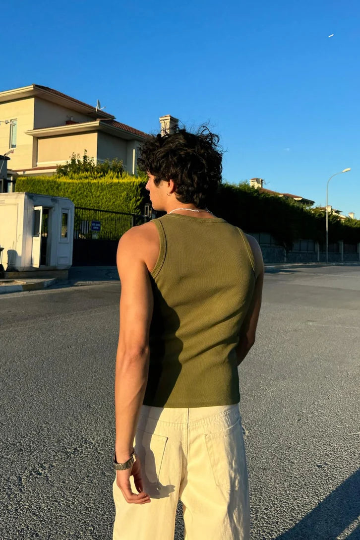 Basic Army Green Tank Top