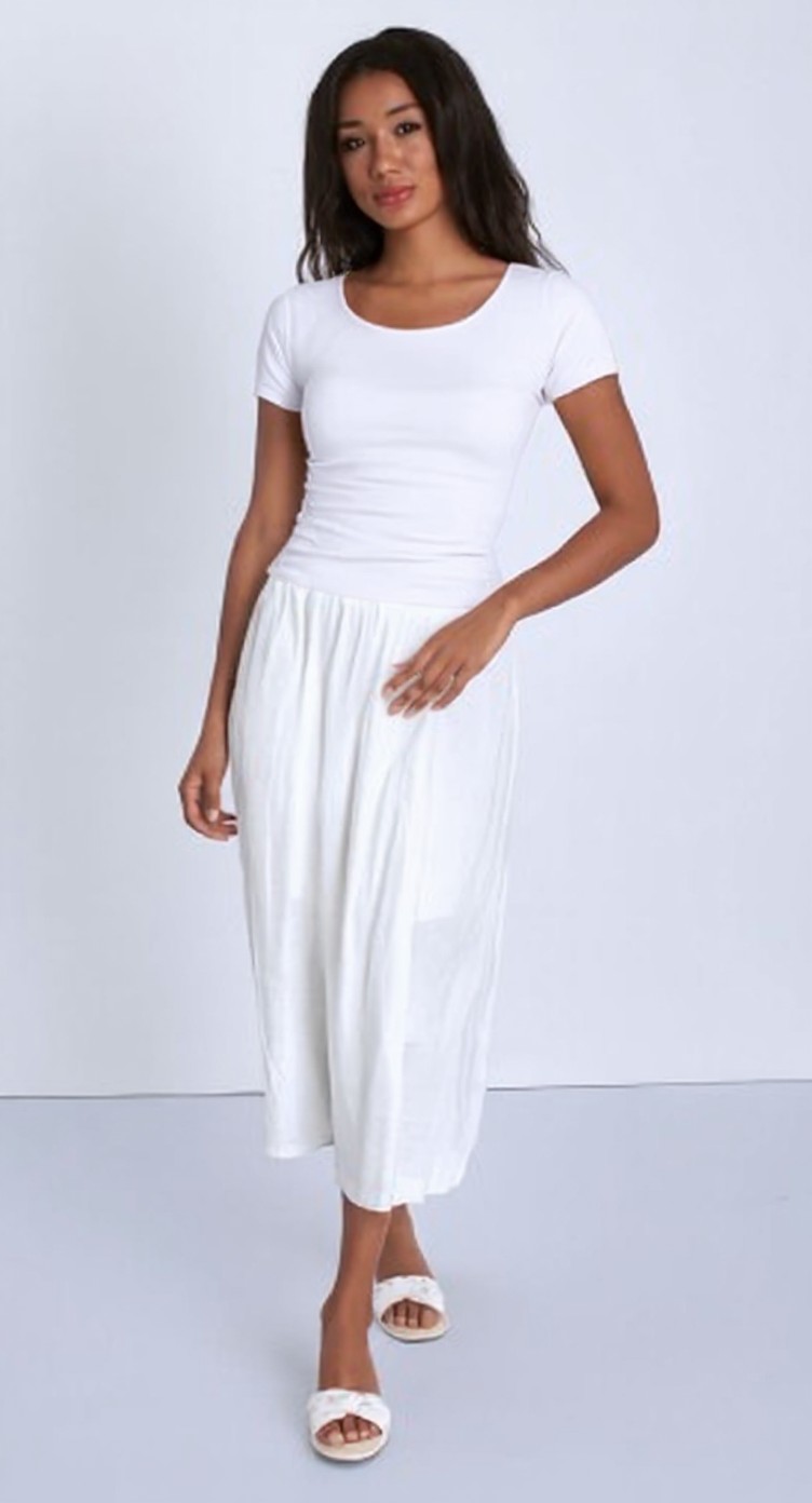 White U -Shaped Neck Cotton Basic Top – Double Layered |