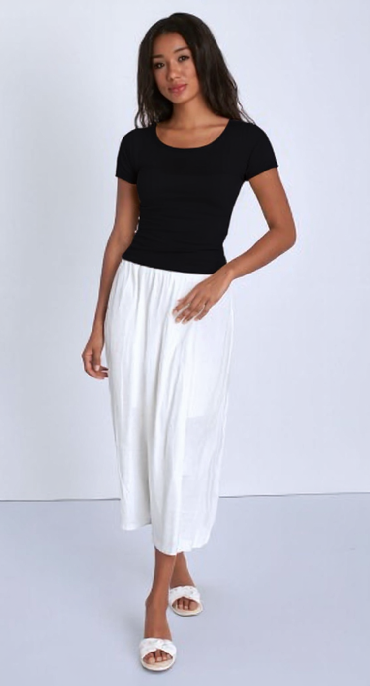 Black U -Shaped Neck Cotton Basic Top – Double Layered |