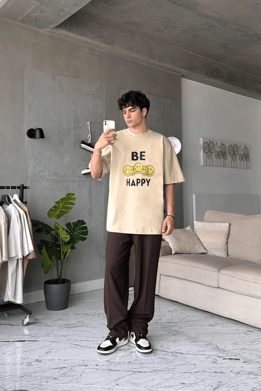 Biege  Be Happy T-shirt