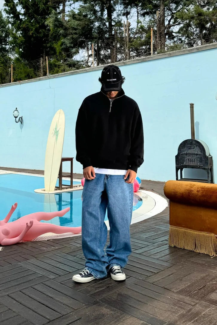 Black Quarter-zip sweater