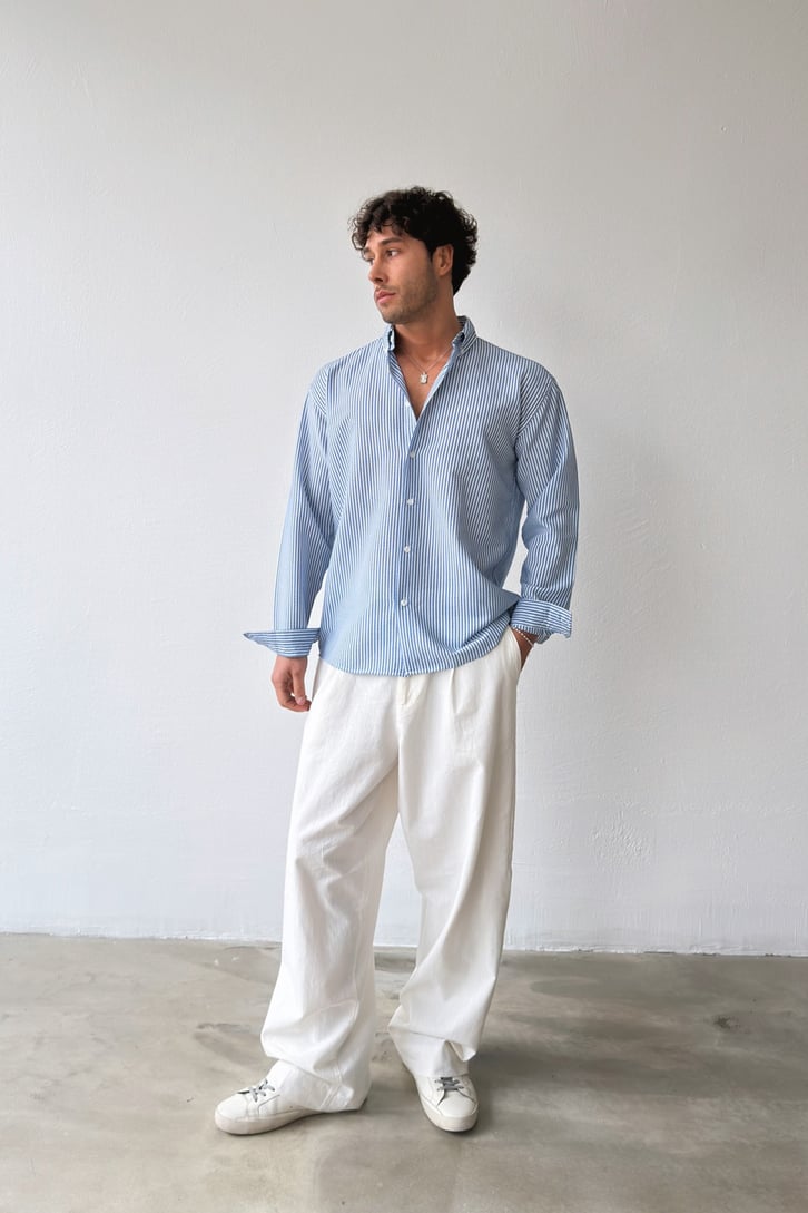 Mid Blue Stripe Shirt