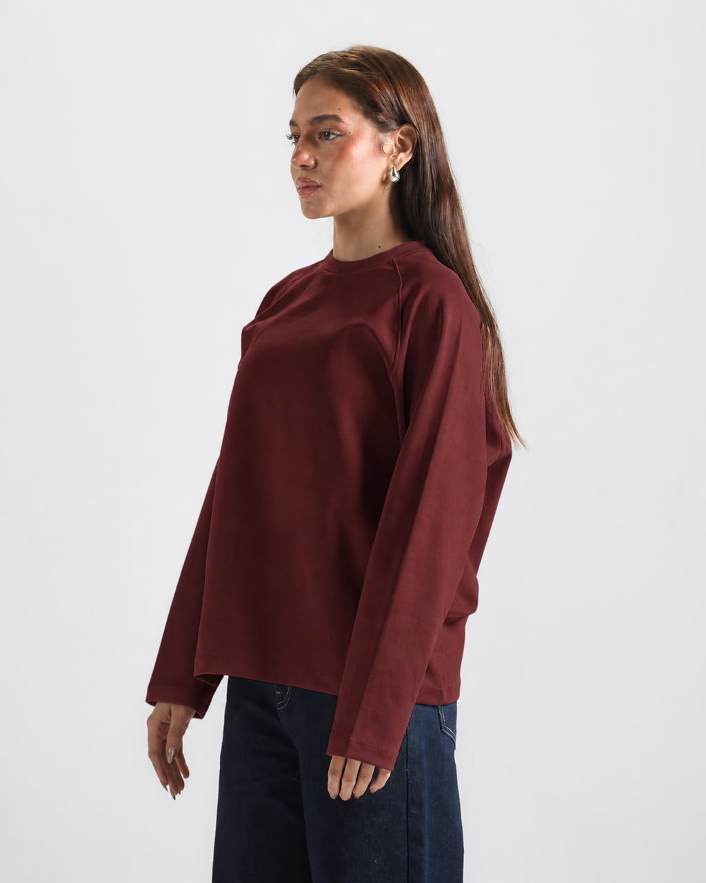 Burgendy Long Sleeves Tee '' Unisex ''