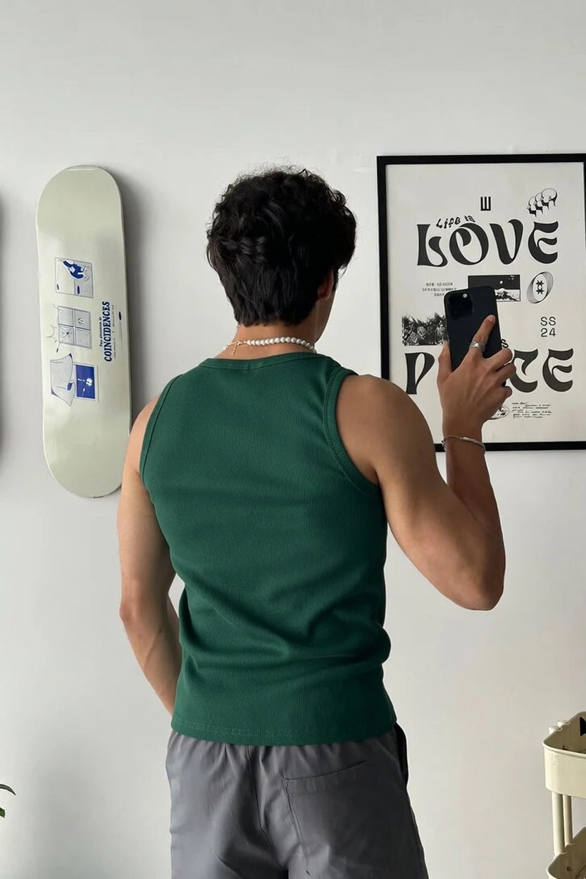 Basic Dark Green Tank Top