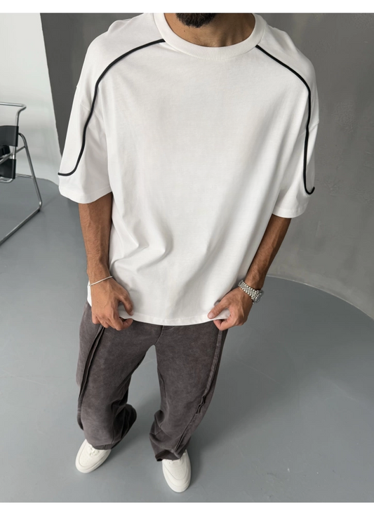 White ''Piping'' Oversize  T-shirt
