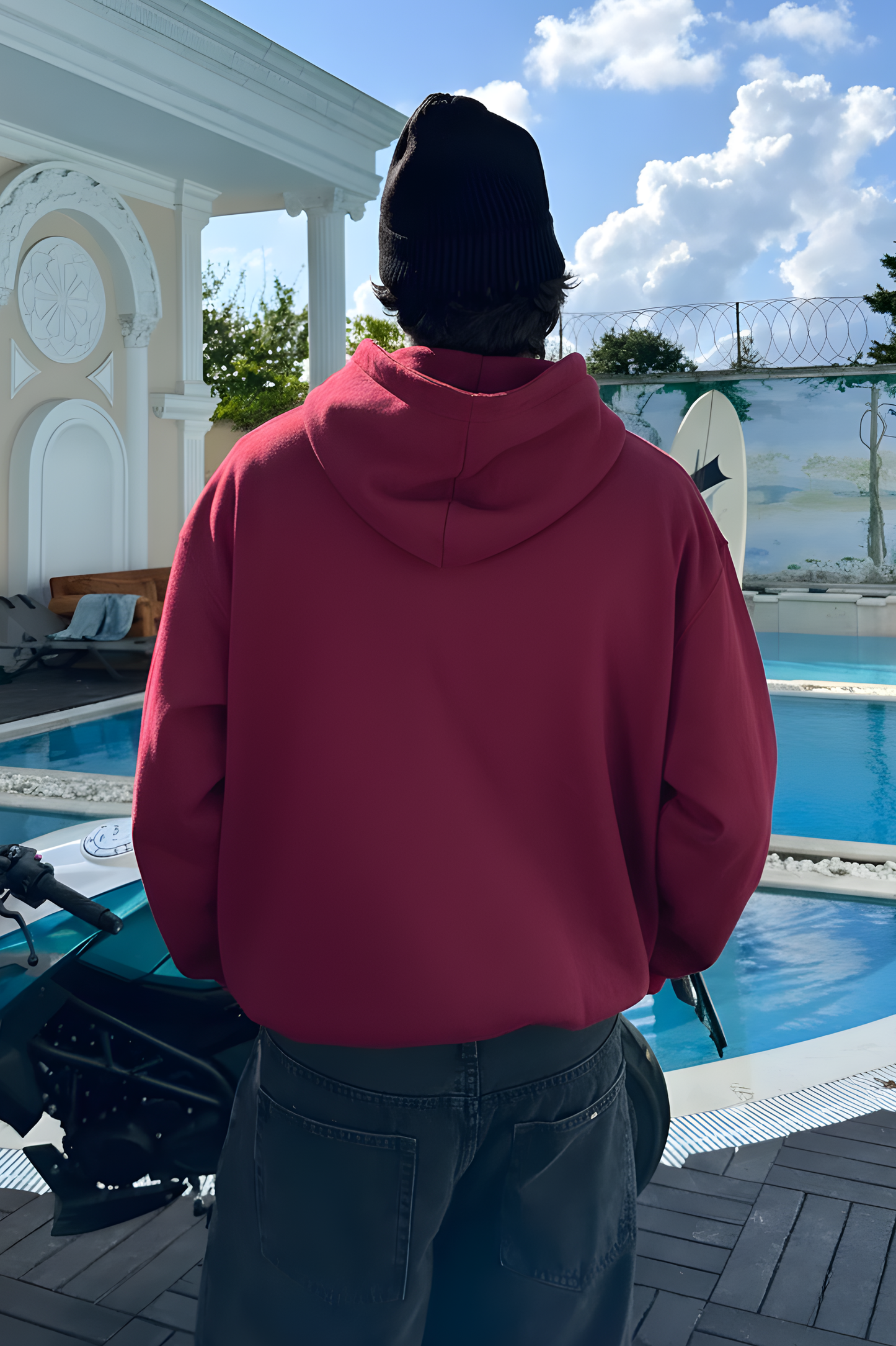 Burgendy Basic Oversized Hoodie