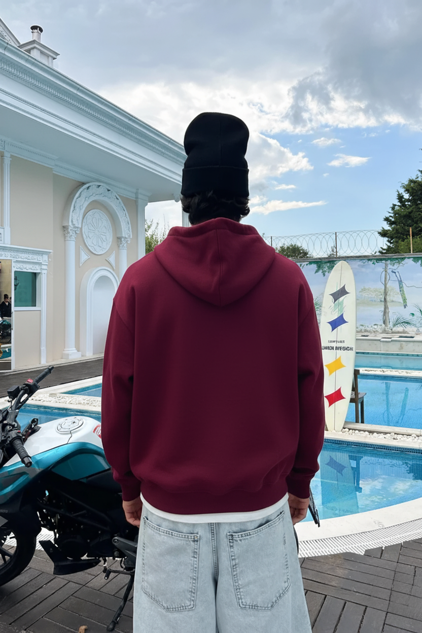 Premium Heavy Zip Hoodie - In Burgendy