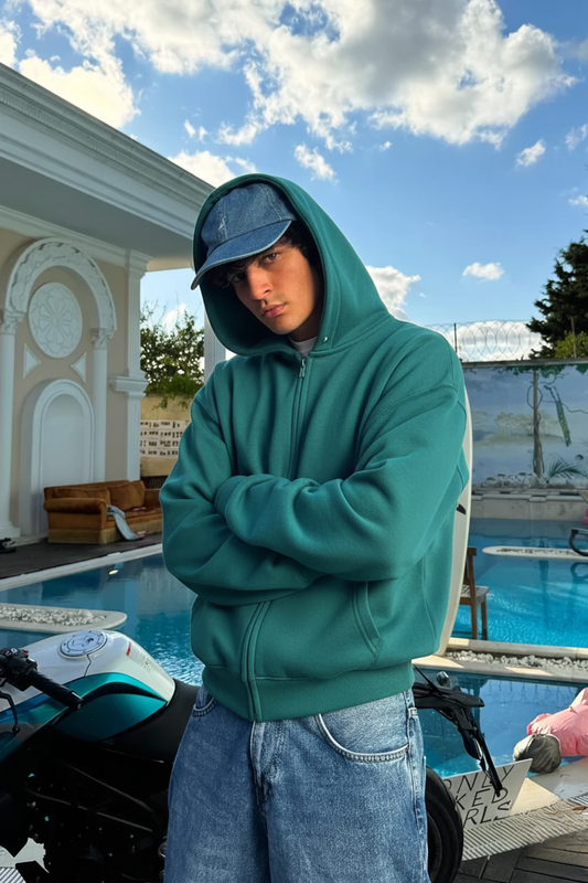 Premium Heavy Zip Hoodie - In Dark Green