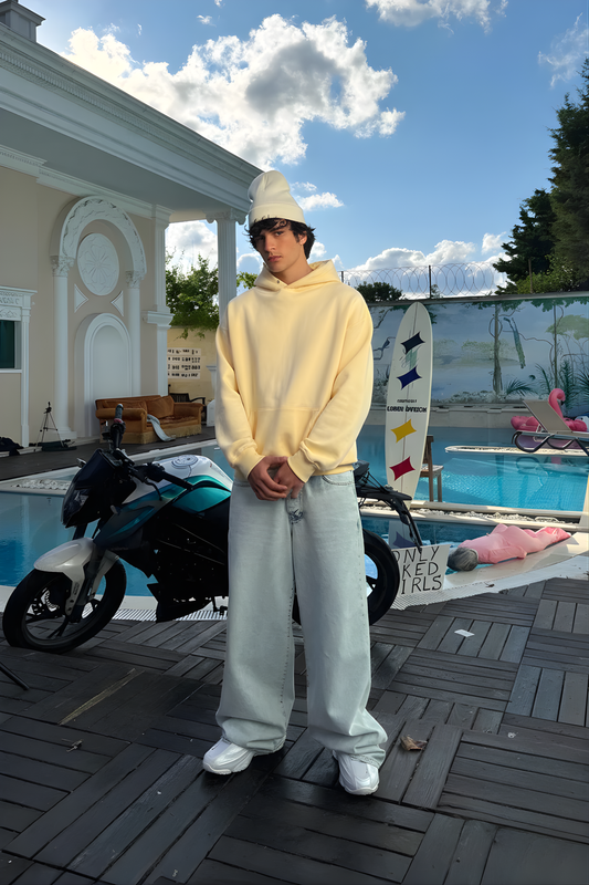 Butter Yellow Basic Oversized Hoodie