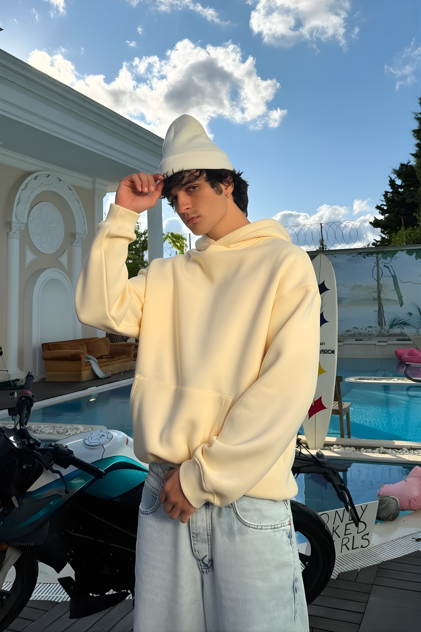 Butter Yellow Basic Oversized Hoodie