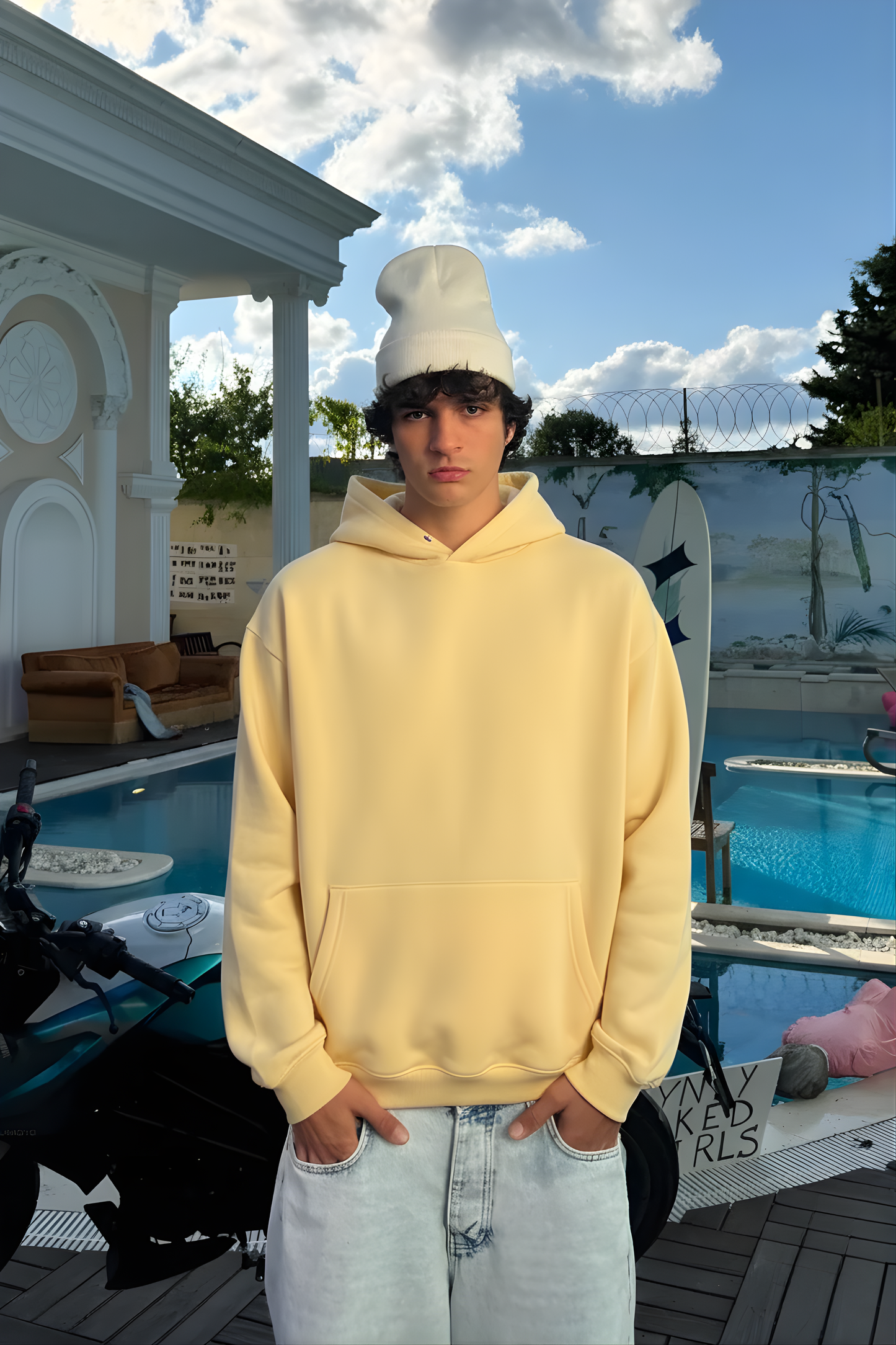 Butter Yellow Basic Oversized Hoodie