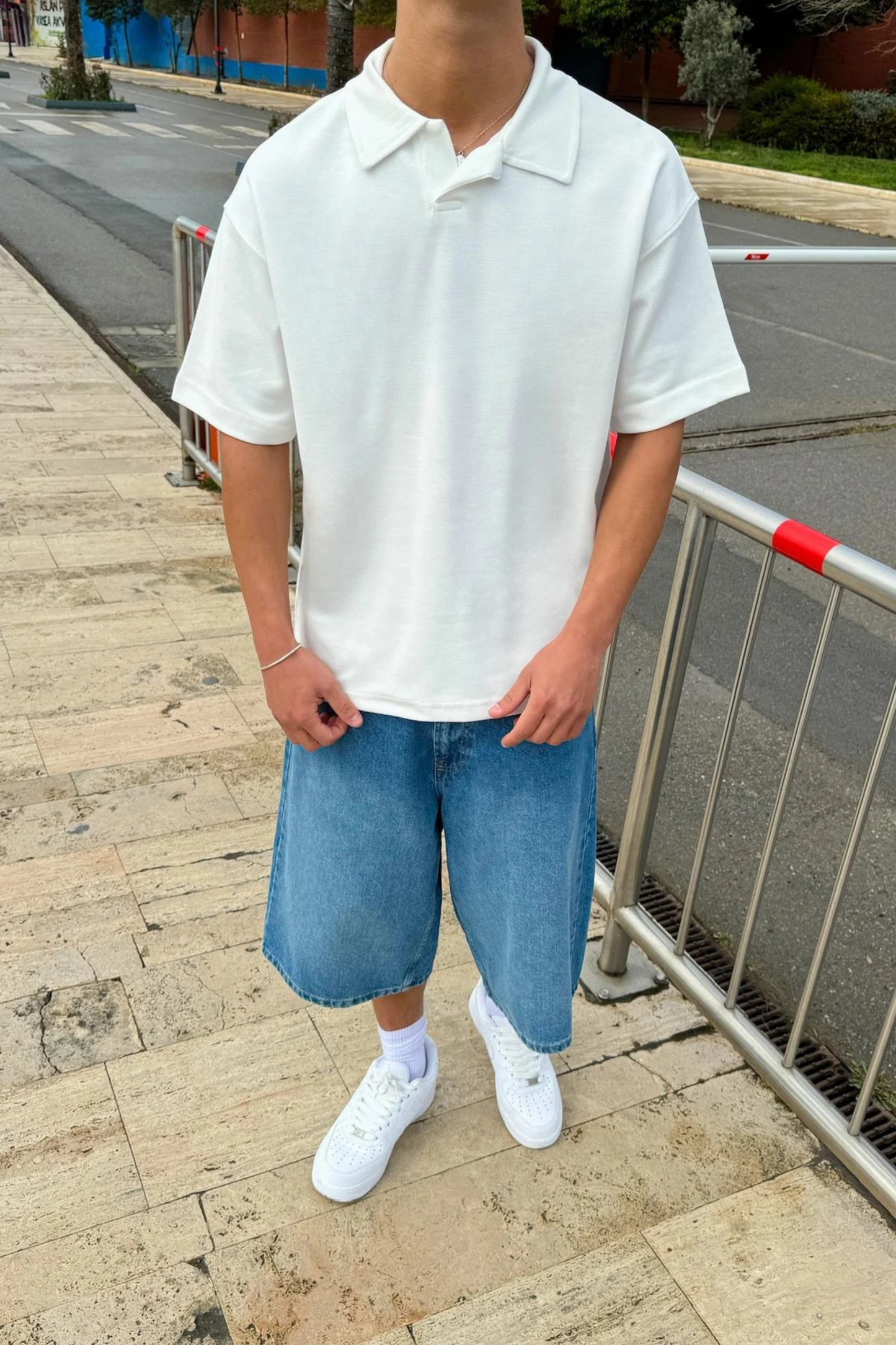 White Boxy Polo Tee