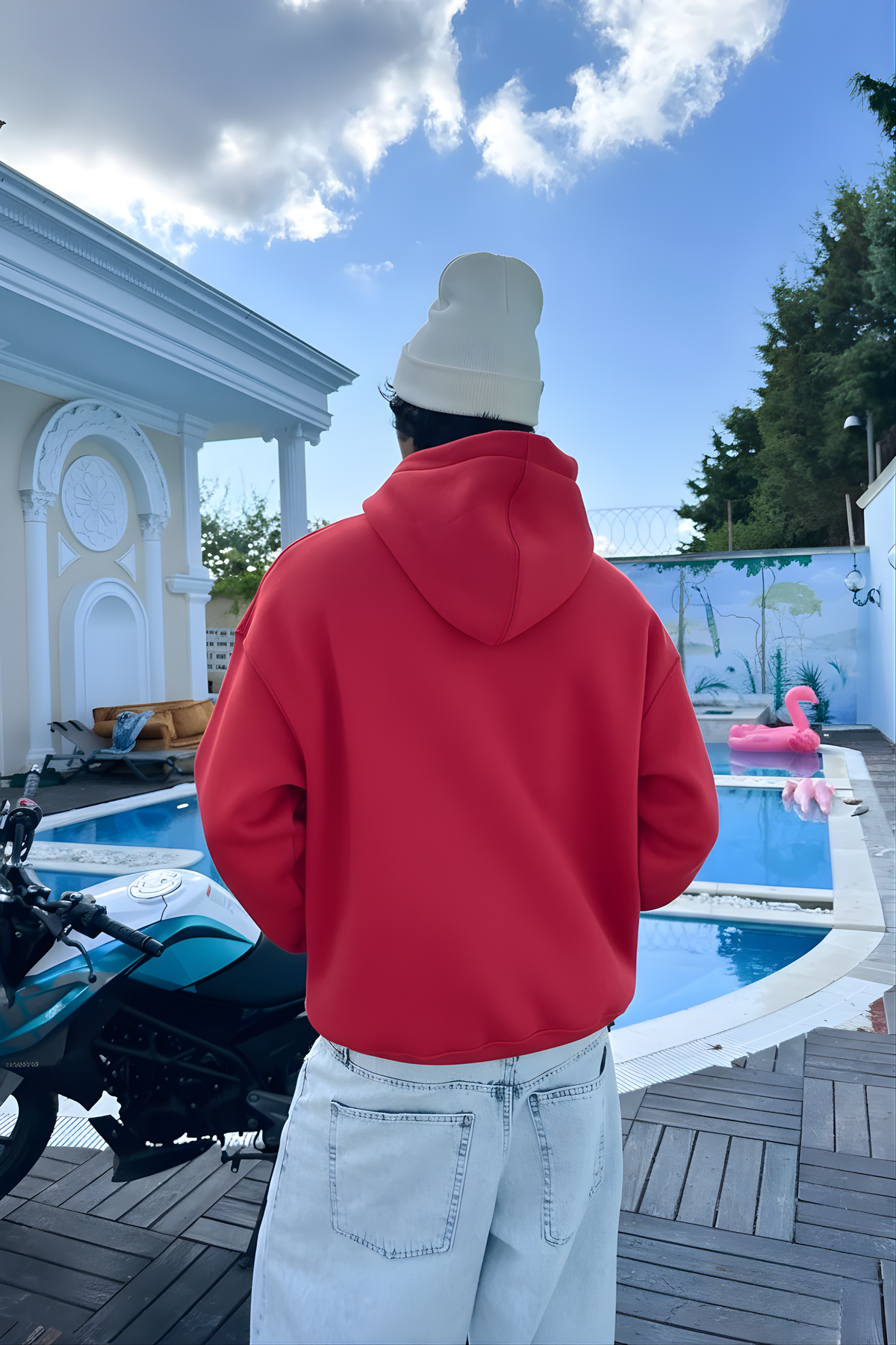 Red Basic Oversized Hoodie