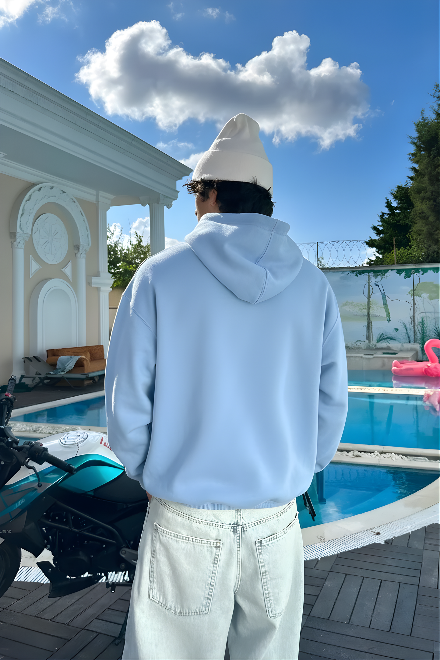 baby blue Basic Oversized Hoodie