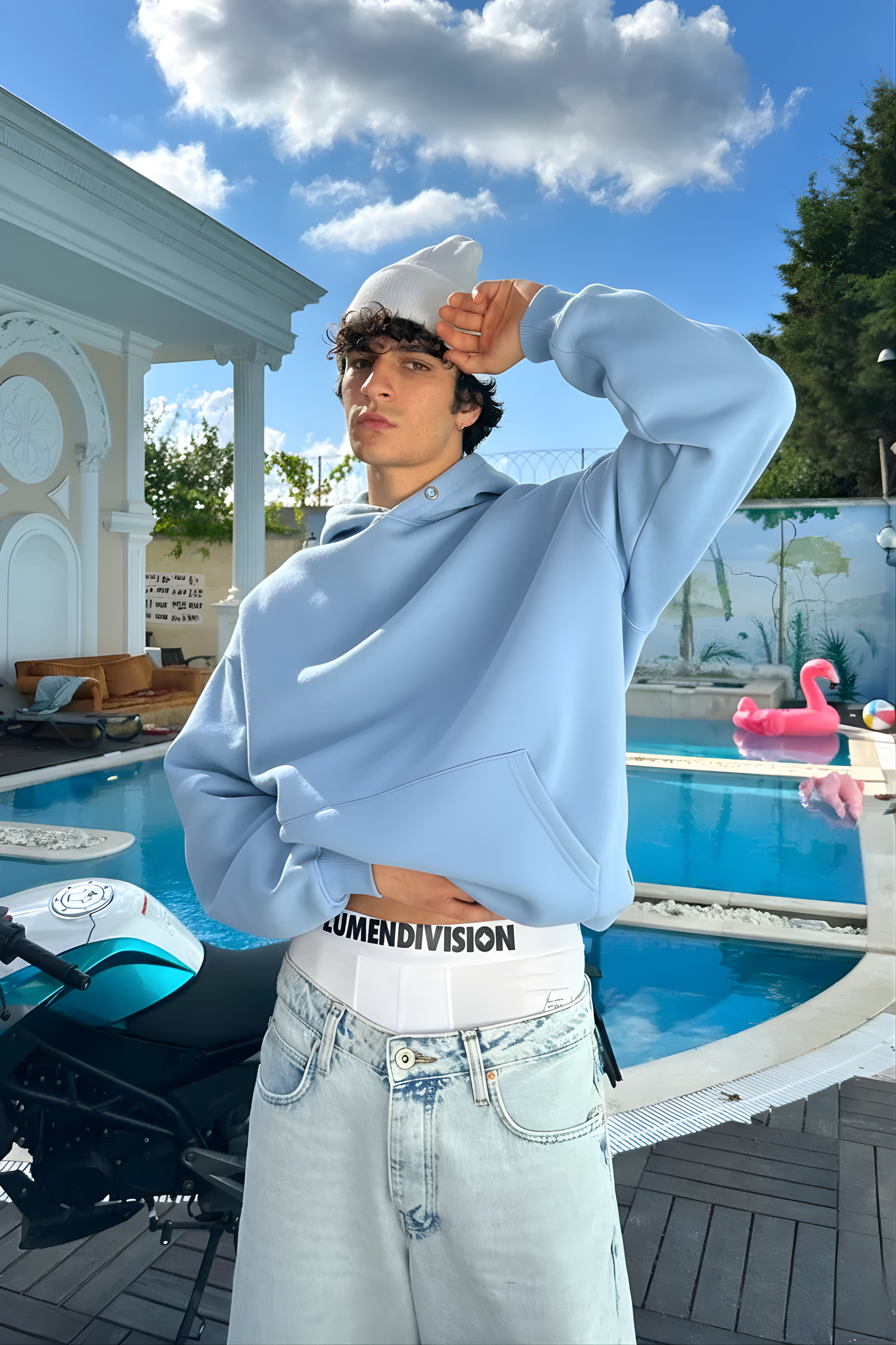 baby blue Basic Oversized Hoodie