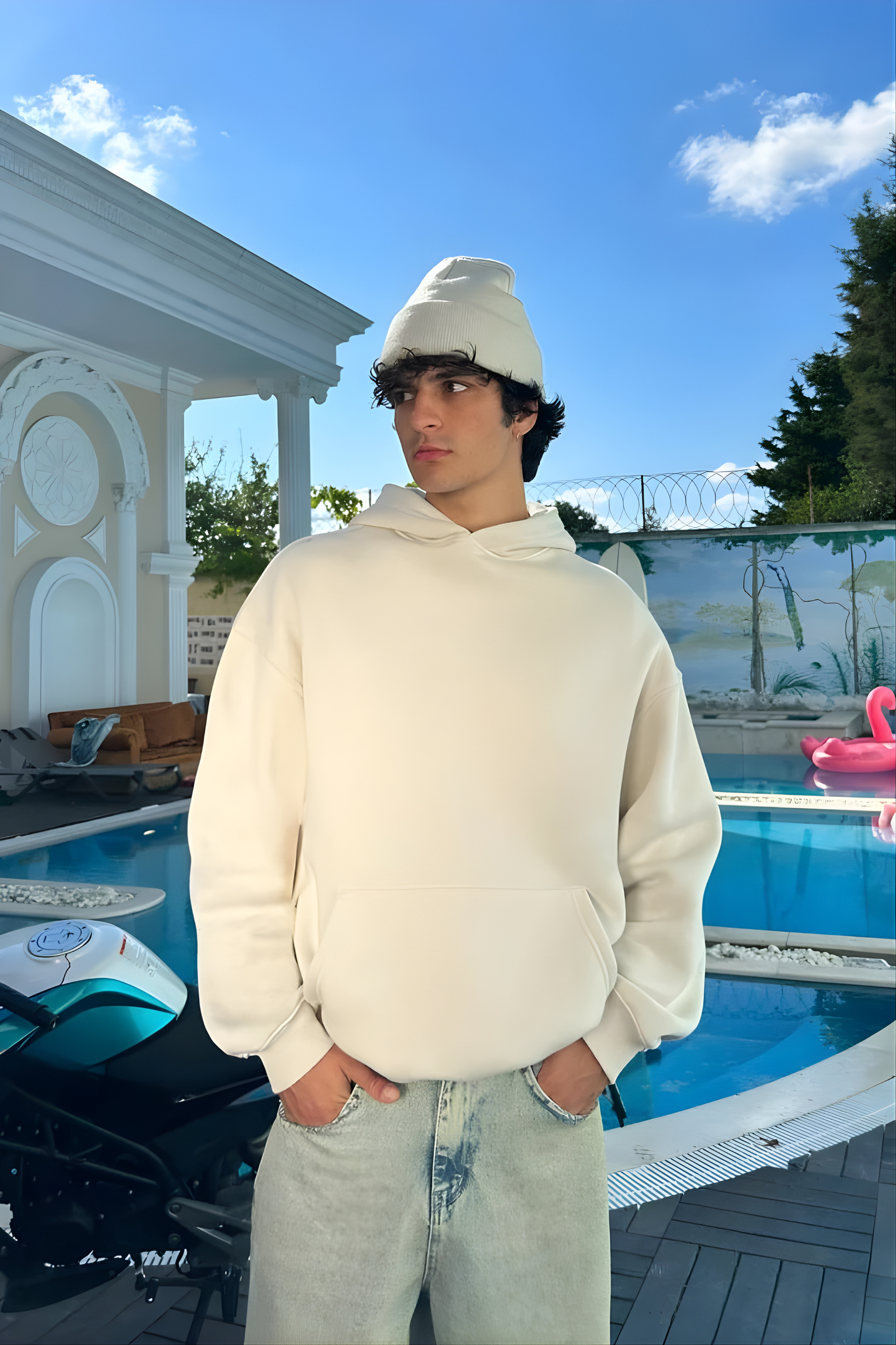 Biege Basic Oversized Hoodie