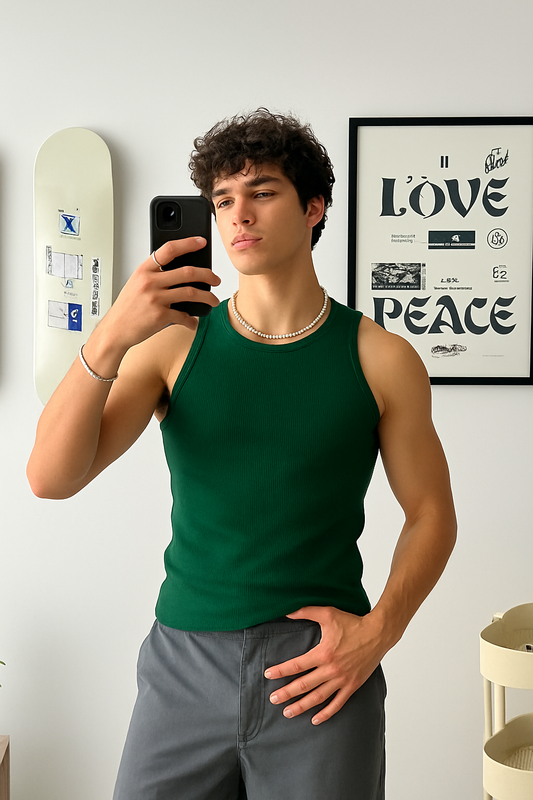Basic Dark Green Tank Top