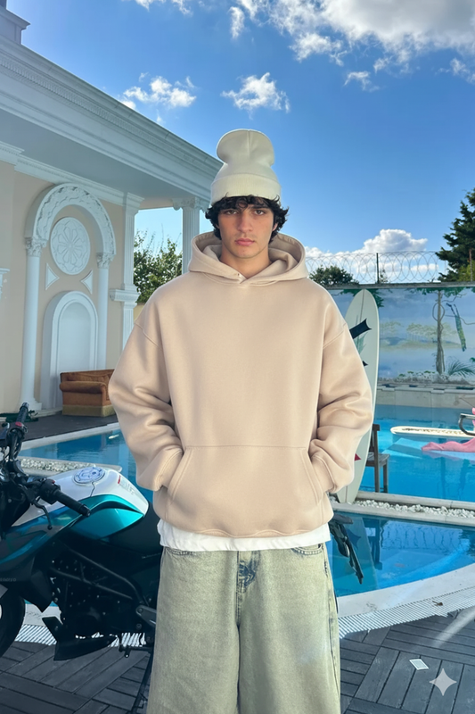 Biege Basic Oversized Hoodie